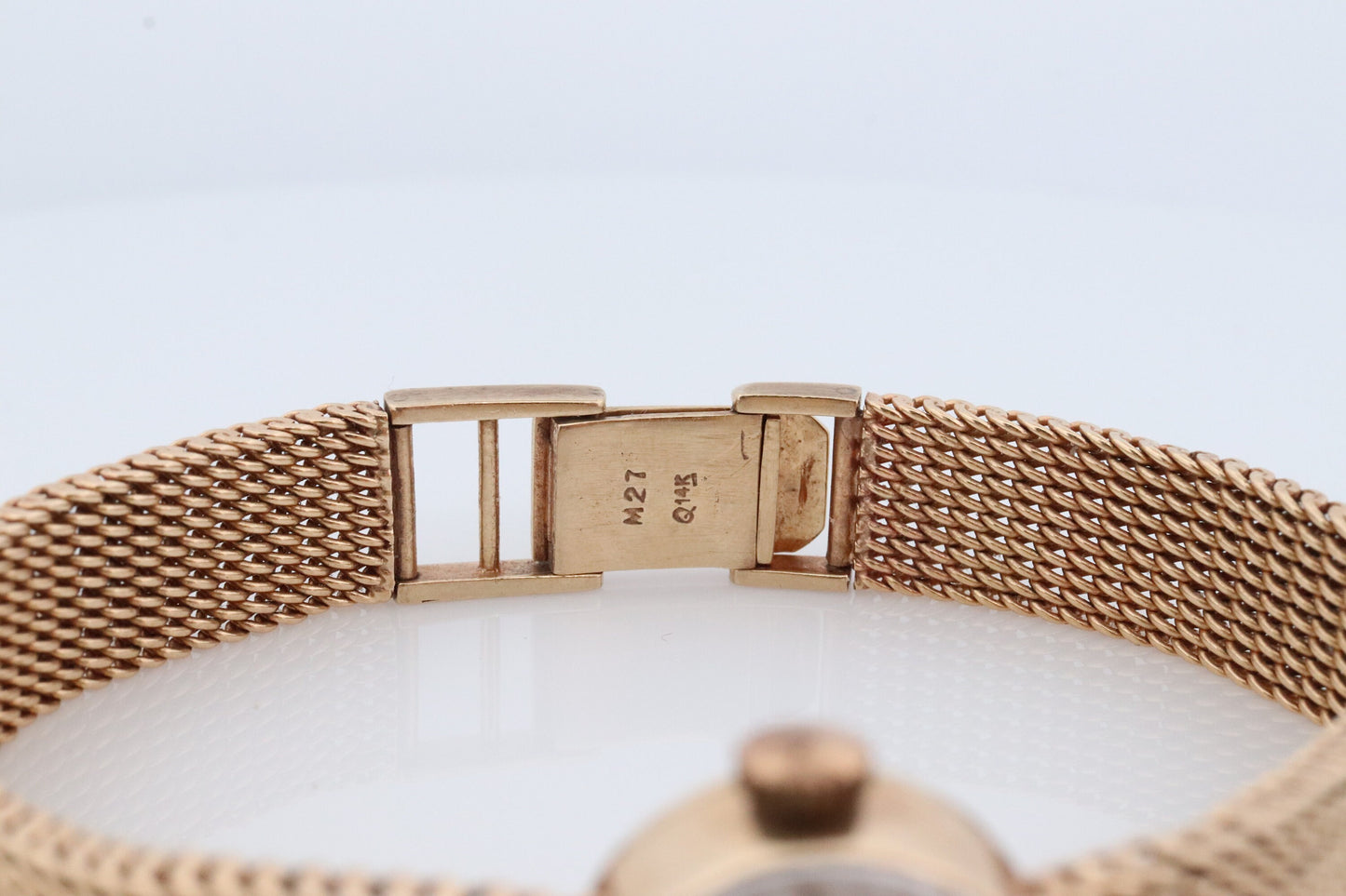 14k Rolex Women's Cocktail Watch. 14k Orchid Rolex with Yellows Gold Bracelet. 1400 Ladies Rolex Watch. Full Gold Rolex round wristwatch.