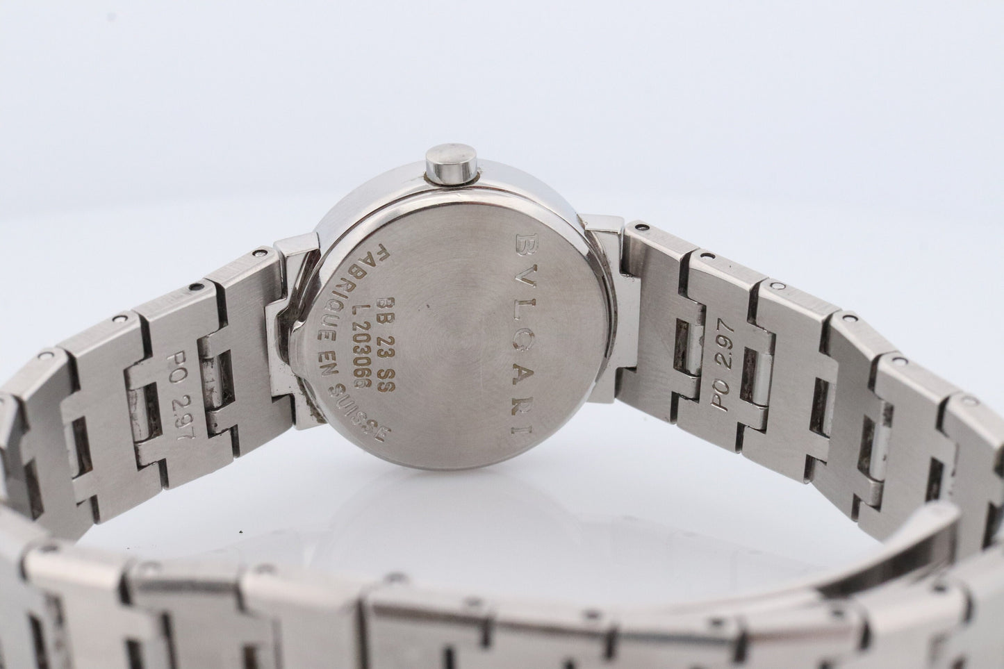 Vintage BVLGARI Watch. Bulgari BB 23 SS Stainless Steel Quartz Watch. Ladies Womens Luxury Watch. Black Dial.