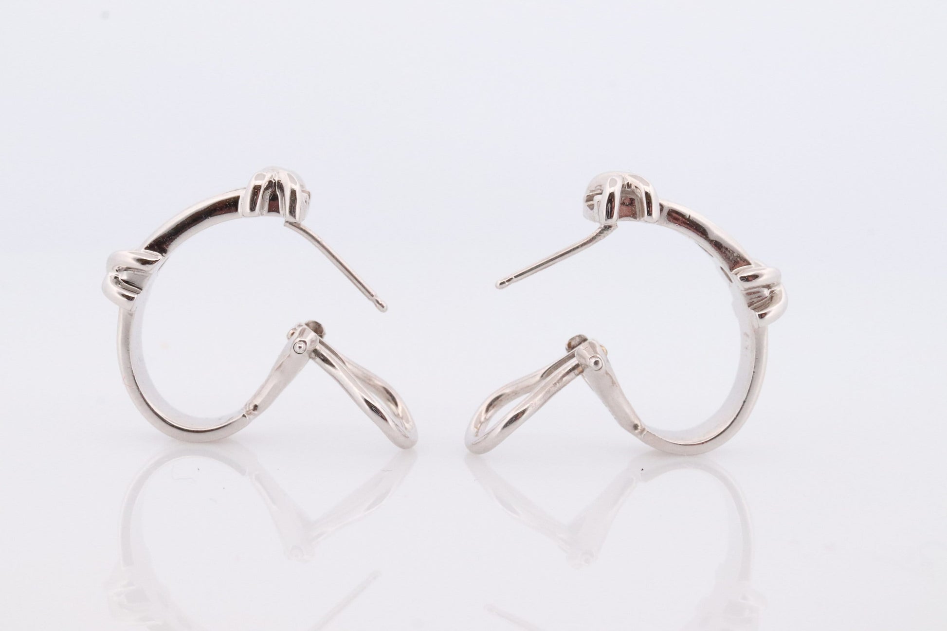 14k Diamond Hoop Earrings. Diamond Channel set diamond XOXO Earrings. Est 0.65ctw Hoop Huggie Dangle Diamond White Gold Earrings