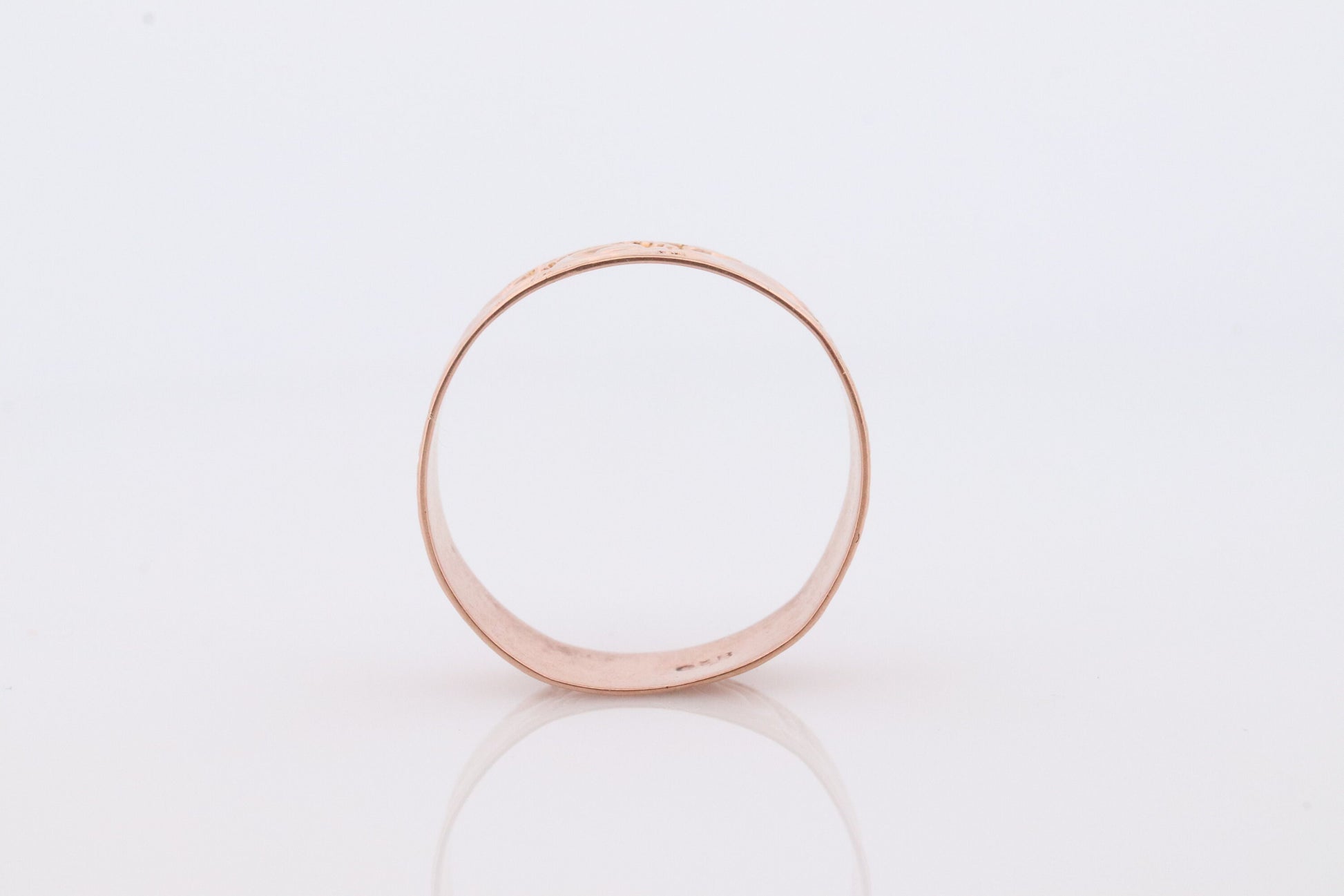 10k Ostby Barton Cigar Band. 10k Rose Gold Embossed Design wide ring. OB from Art Deco 1920 Era. Wide Fit Band.