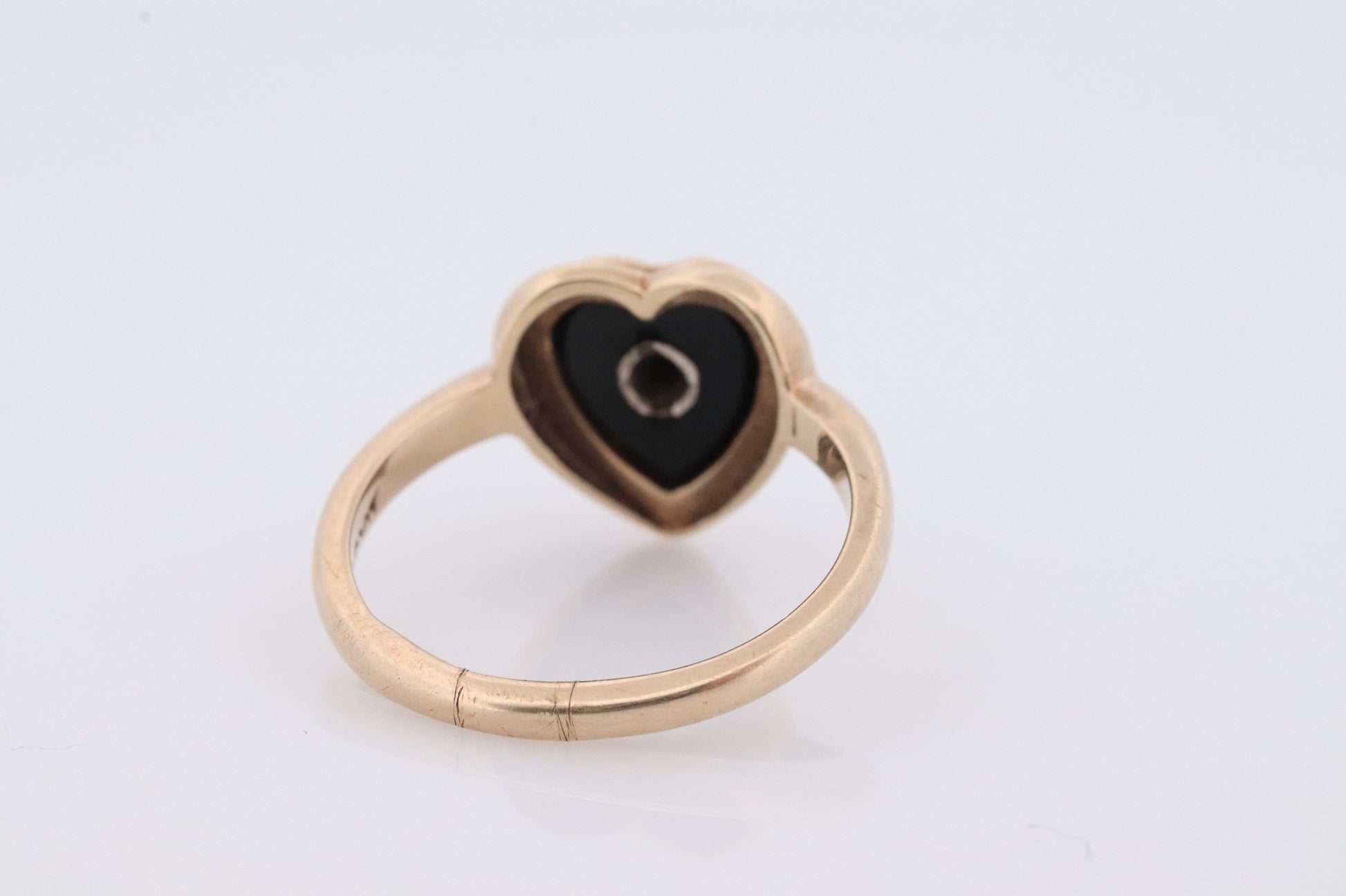 10k ONYX and diamond HEART ring. Heart Onyx bezel set victorian mourning ring. Mason 10k Ring.