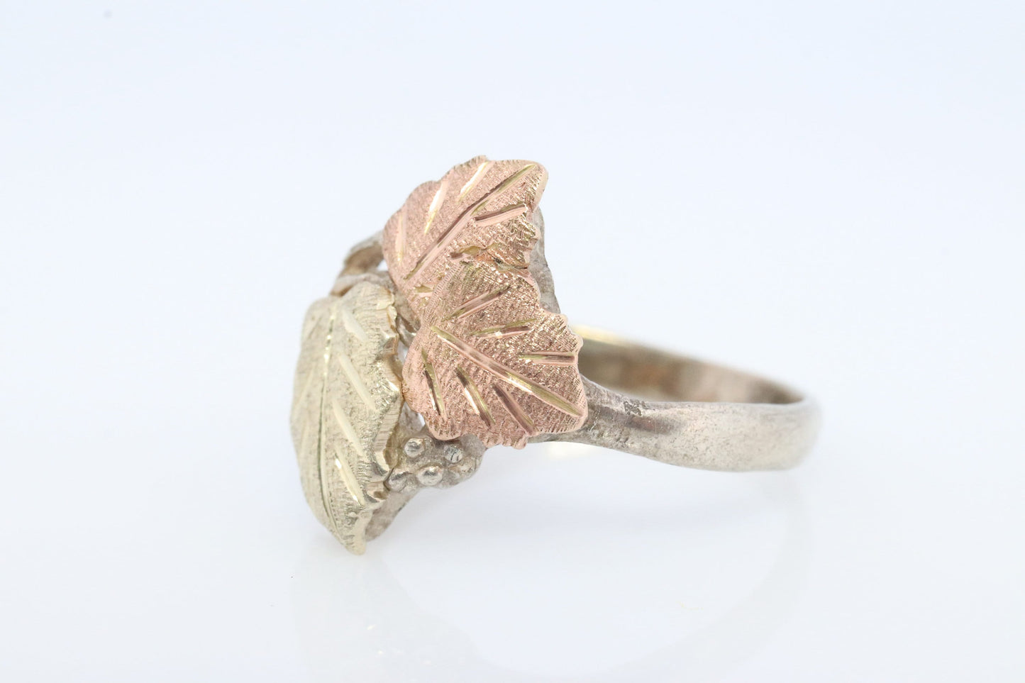 Black Hills Gold ring. 925 Sterling Silver and 12k Black Hills Gold inlay band. Dainty ring.