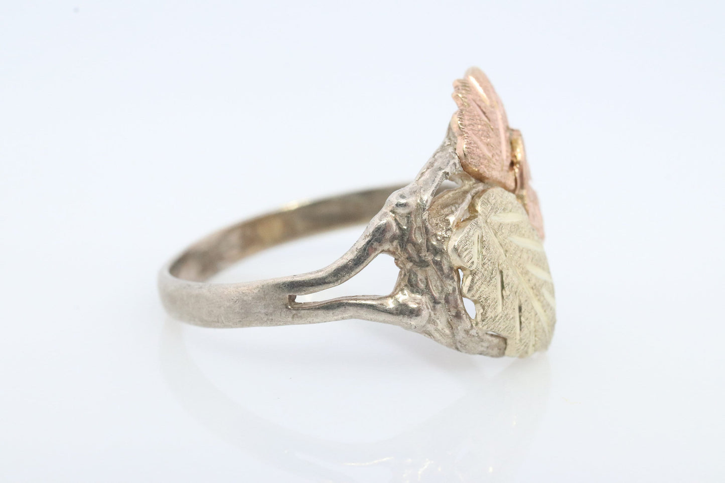 Black Hills Gold ring. 925 Sterling Silver and 12k Black Hills Gold inlay band. Dainty ring.