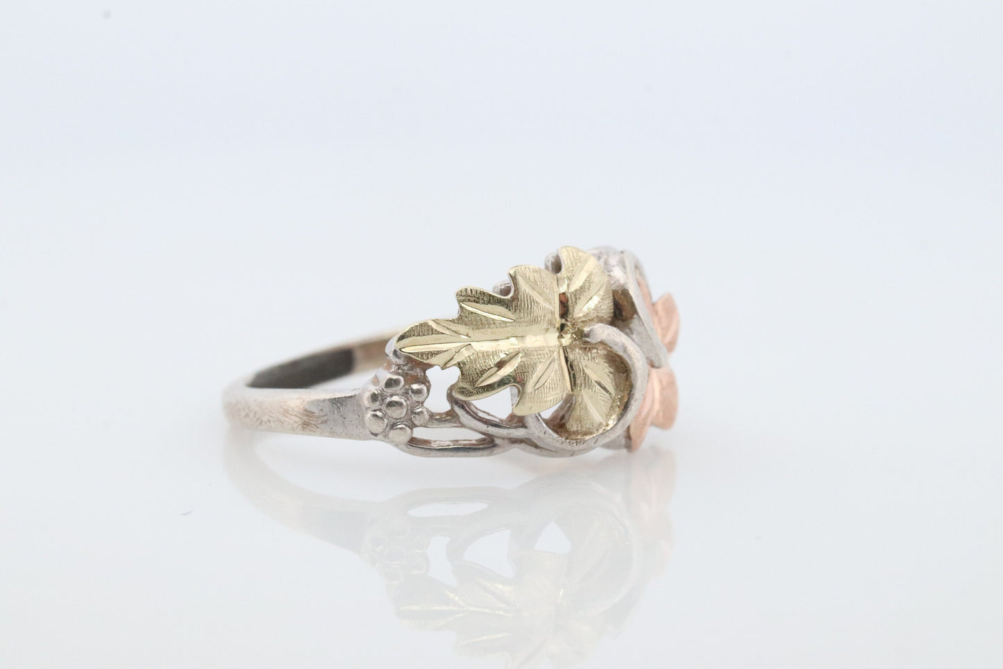 Black Hills Gold ring. 925 Sterling Silver and 12k Black Hills Gold inlay band. Dainty ring.