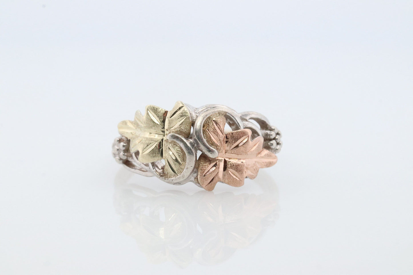 Black Hills Gold ring. 925 Sterling Silver and 12k Black Hills Gold inlay band. Dainty ring.