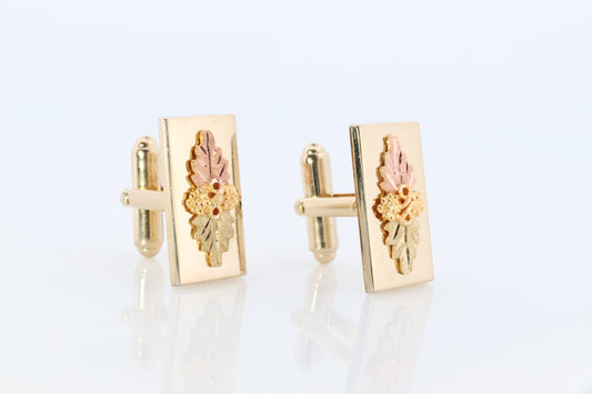 Black Hills Gold Cufflinks. 10k Inlay Grape and Leaves. Black Hill Cuff LINKS with 10k inlays. Shirt Cuff links.