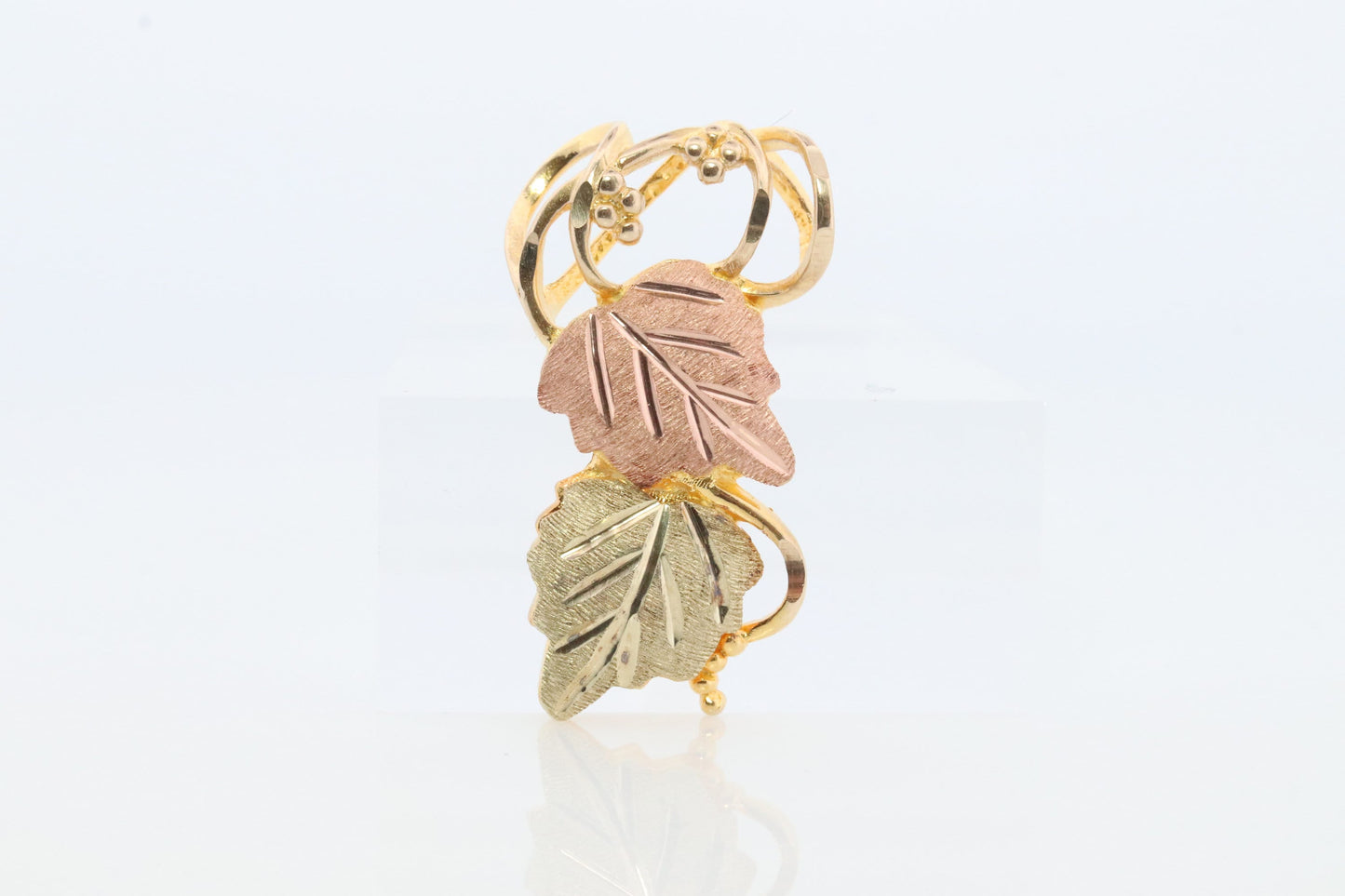 10k 12k Black Hills Gold Slide Pendant. Black Hills Gold Vine Leaves Charm.