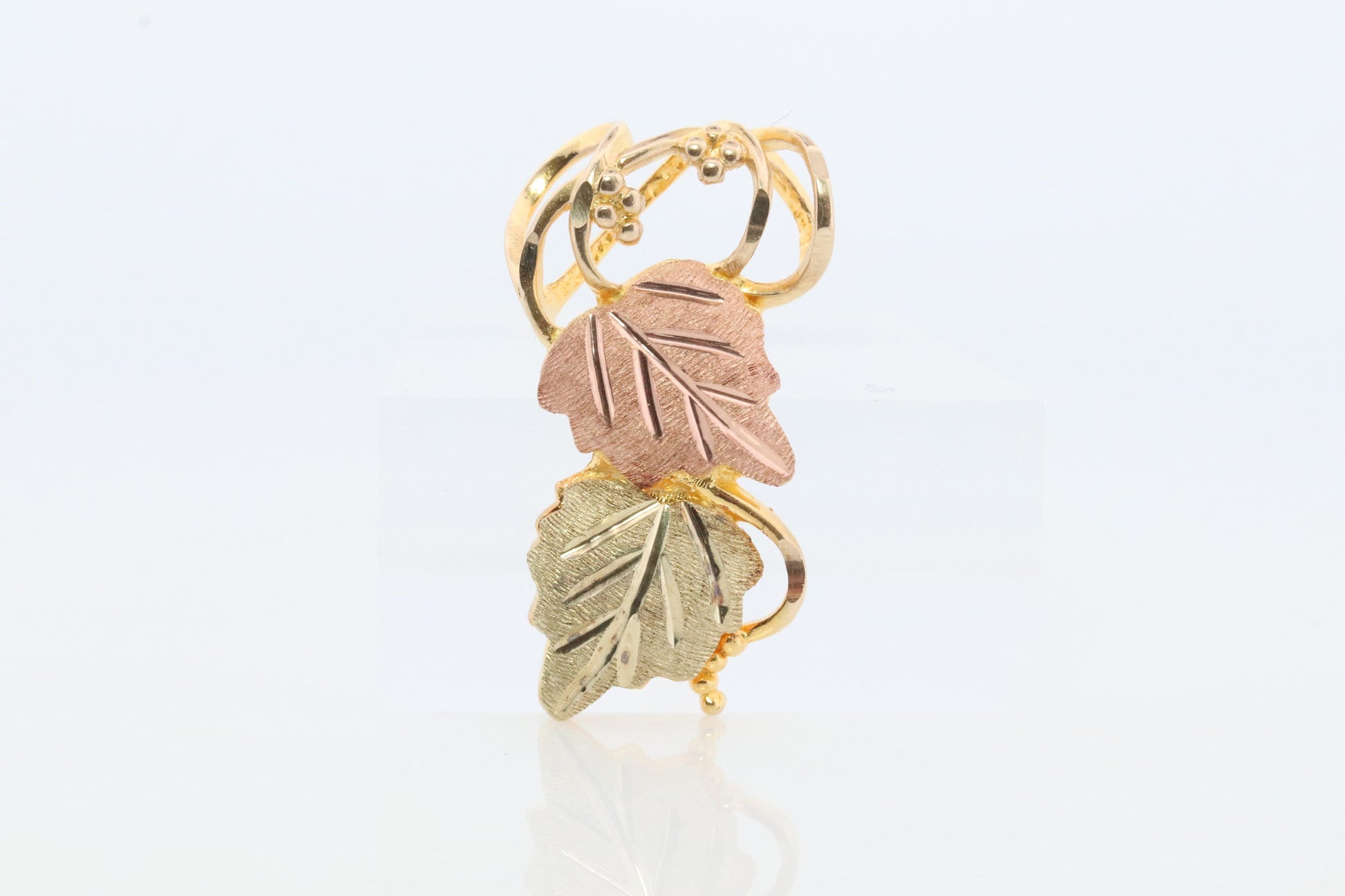 10k 12k Black Hills Gold Slide Pendant. Black Hills Gold Vine Leaves Charm.