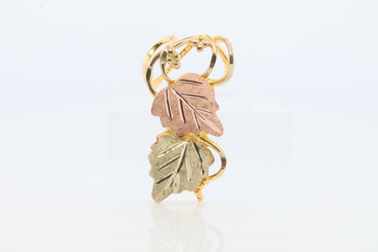 10k 12k Black Hills Gold Slide Pendant. Black Hills Gold Vine Leaves Charm.