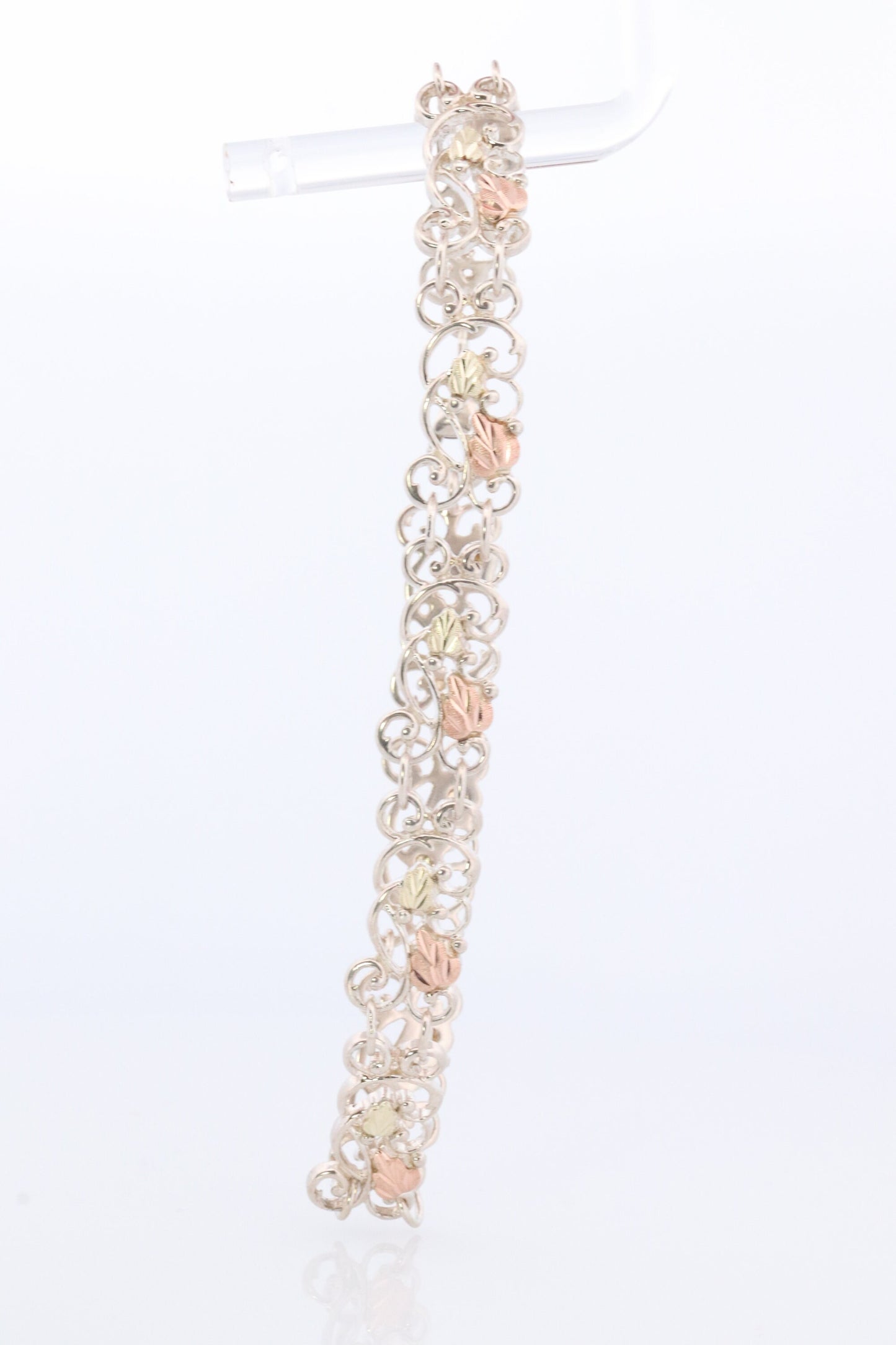 Black Hills Gold Bracelet. STERLING SILVER with 10k Multi-Tone Black Hills Gold Bracelet. Intricate Floral Vine Bracelet.