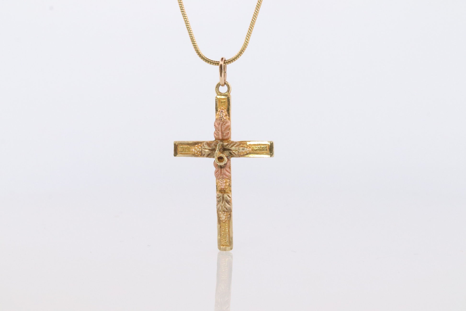 Black Hills Gold Cross Necklace. 10k multi tone Black Hills Gold Crucifix Pendant