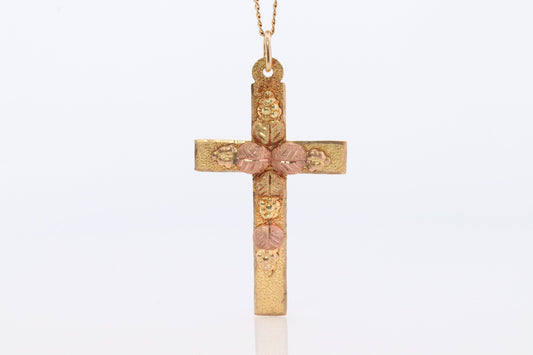 Black Hills Gold Cross Necklace. 10k multi tone Black Hills Gold Crucifix Pendant