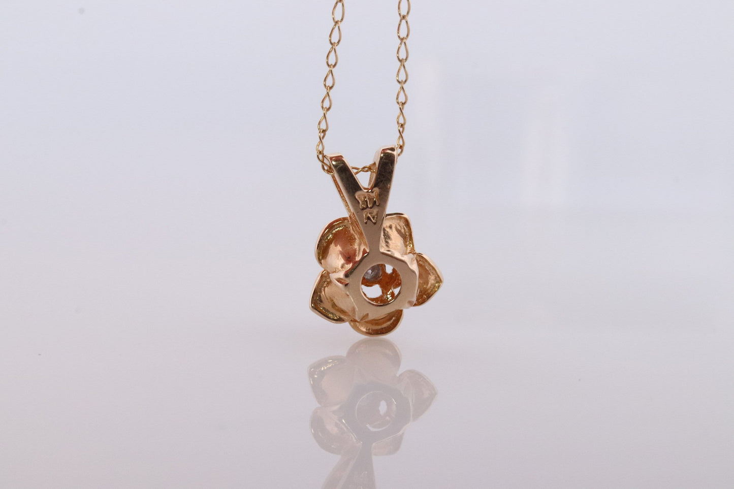 14k Diamond Rose Flower Pendant. 14k Diamond Daisy Rose flower pendant and necklace. Dainty diamond solitaire pendant