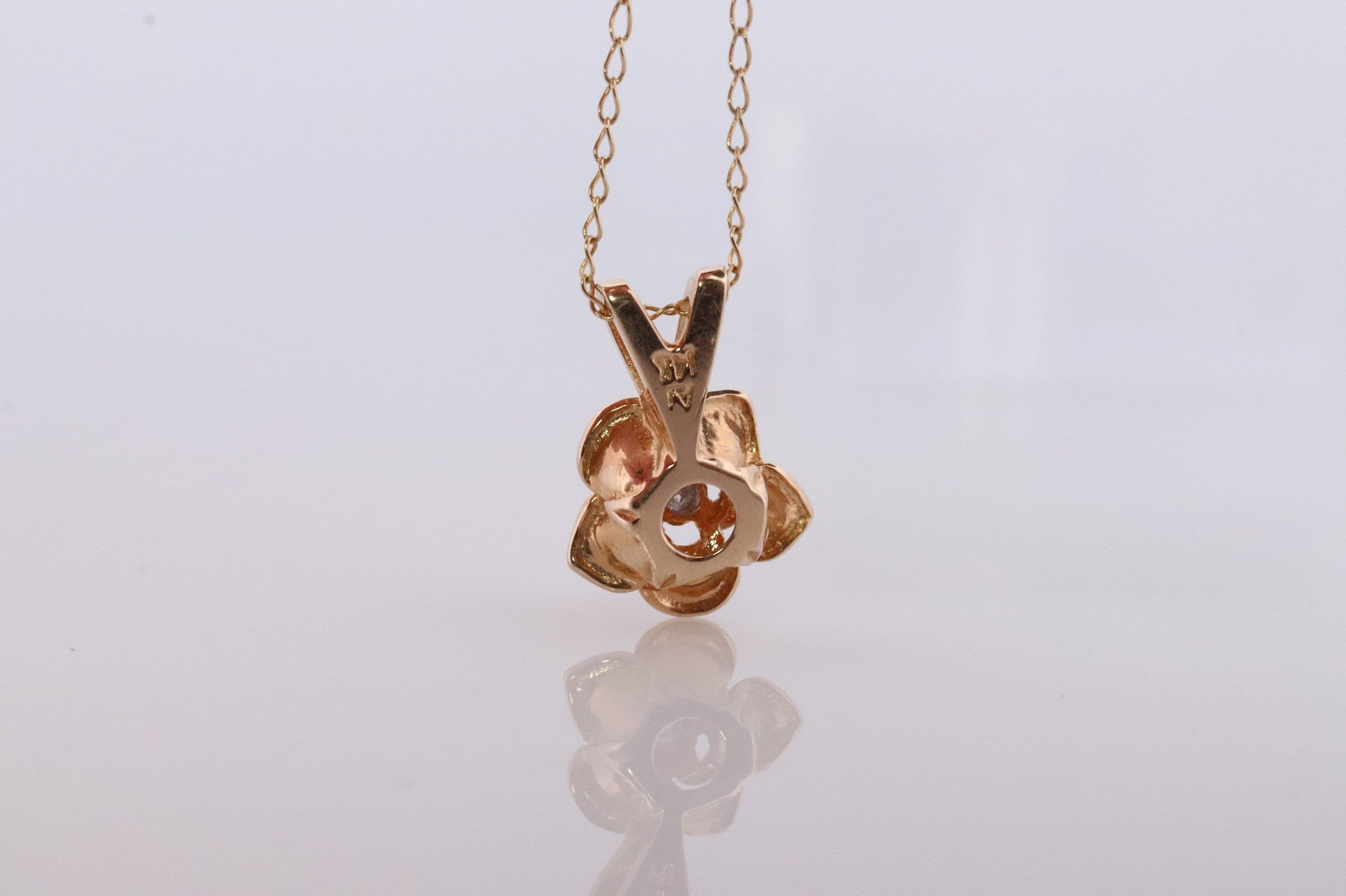 14k Diamond Rose Flower Pendant. 14k Diamond Daisy Rose flower pendant and necklace. Dainty diamond solitaire pendant