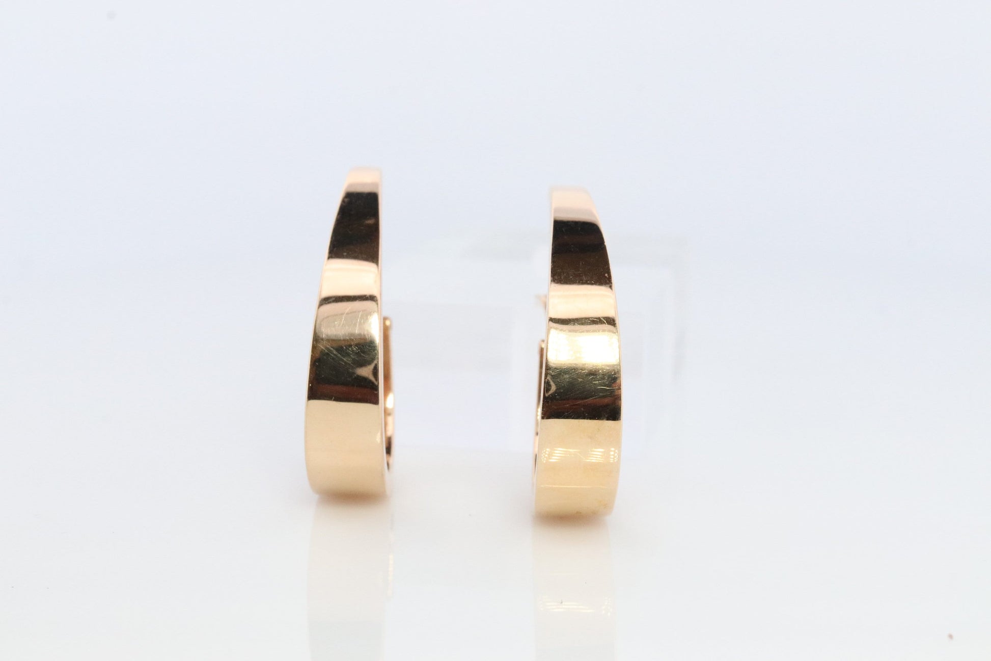 14k Gold J HOOP Earrings. Vintage Andrea Candela Large Heavy Hoop Gloss earrings. Large J Hoops. CJI Earrings
