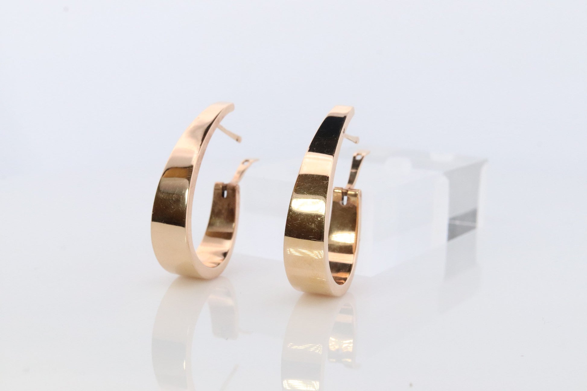 14k Gold J HOOP Earrings. Vintage Andrea Candela Large Heavy Hoop Gloss earrings. Large J Hoops. CJI Earrings