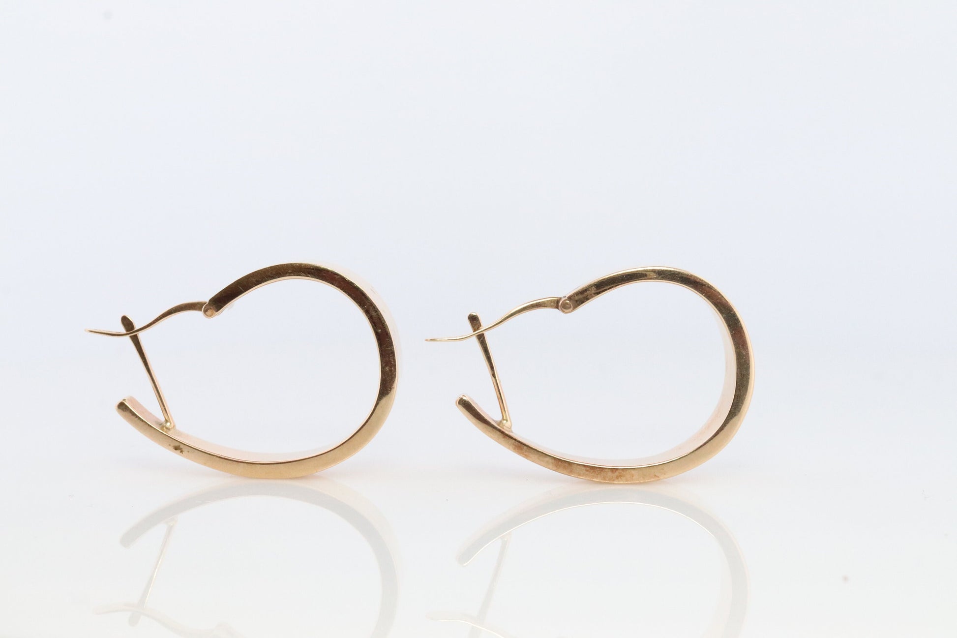 14k Gold J HOOP Earrings. Vintage Andrea Candela Large Heavy Hoop Gloss earrings. Large J Hoops. CJI Earrings