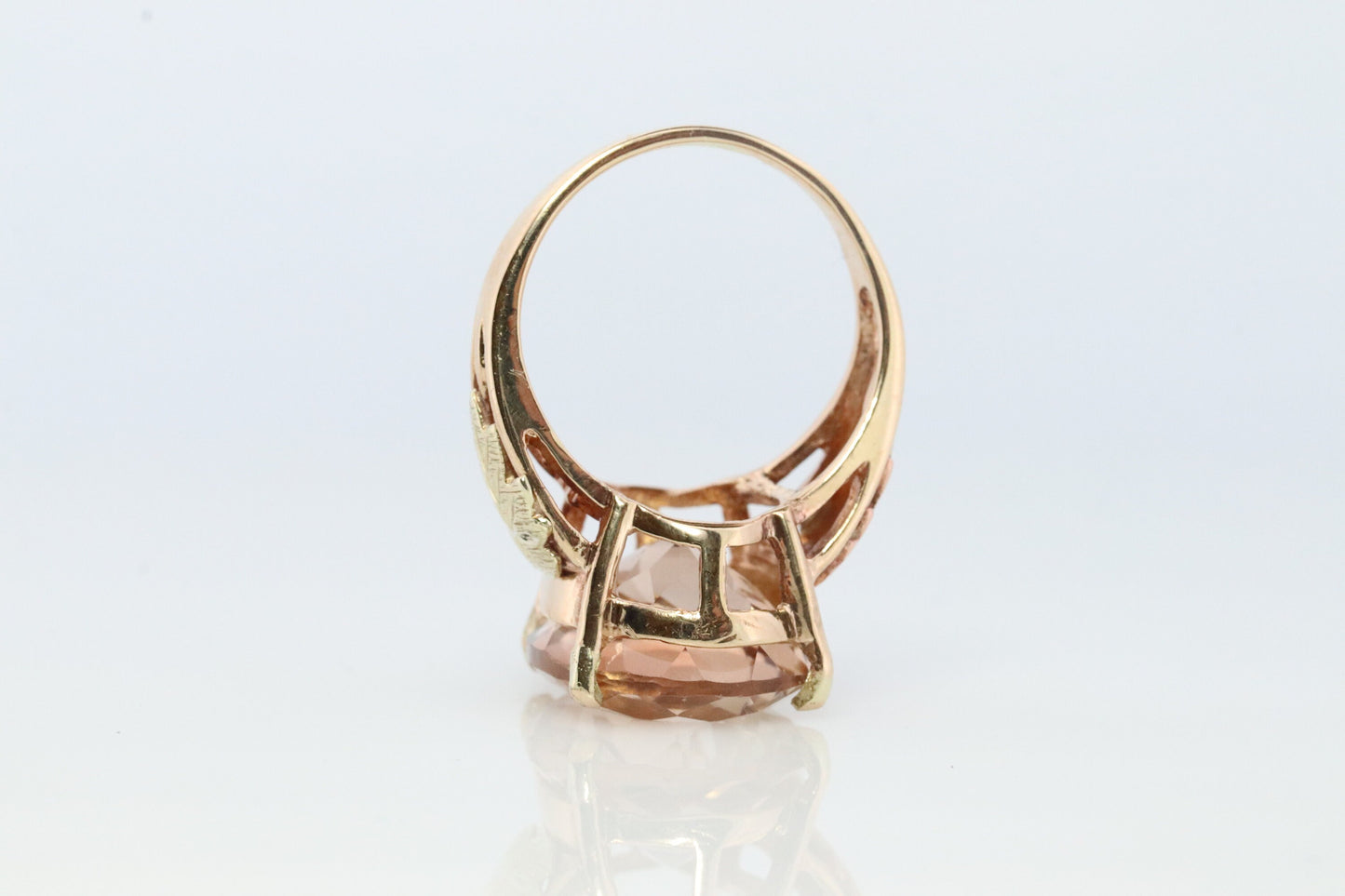 Black Hills Gold Ring. 10k 12k Natural Morganite Multi-Tone Black Hills Gold Statement Ring. Large Morganite Solitaire.