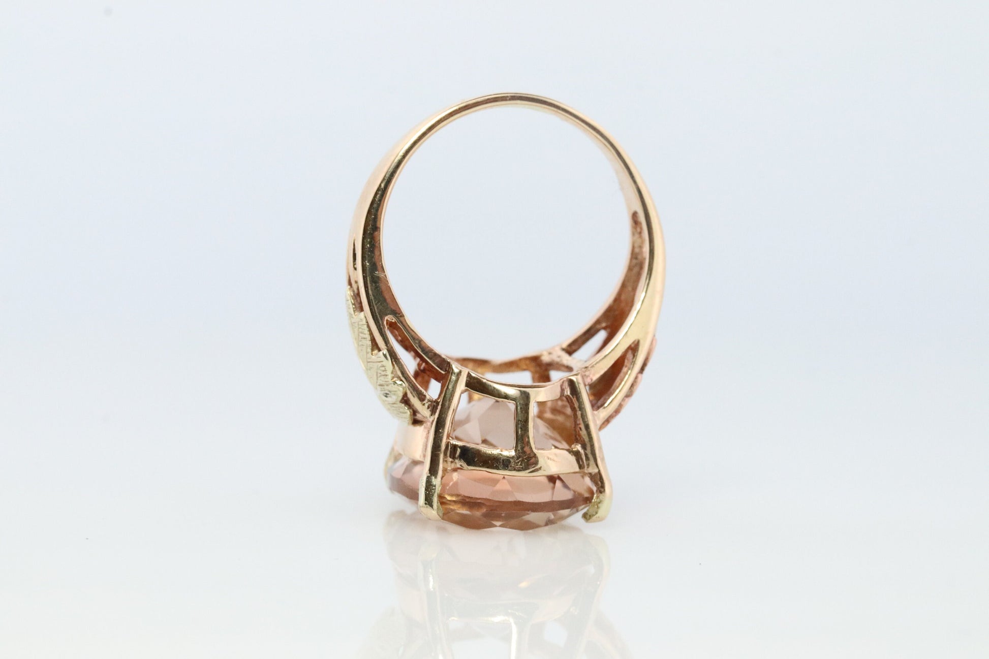 Black Hills Gold Ring. 10k 12k Natural Morganite Multi-Tone Black Hills Gold Statement Ring. Large Morganite Solitaire.