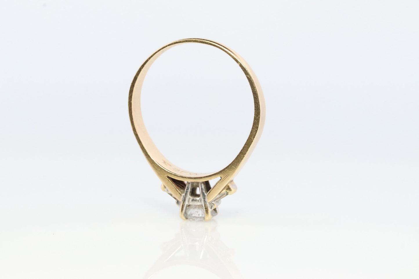 0.60ct Diamond Solitaire 14k ring with baguette accents. 14k Wedding band or Engagement ring.