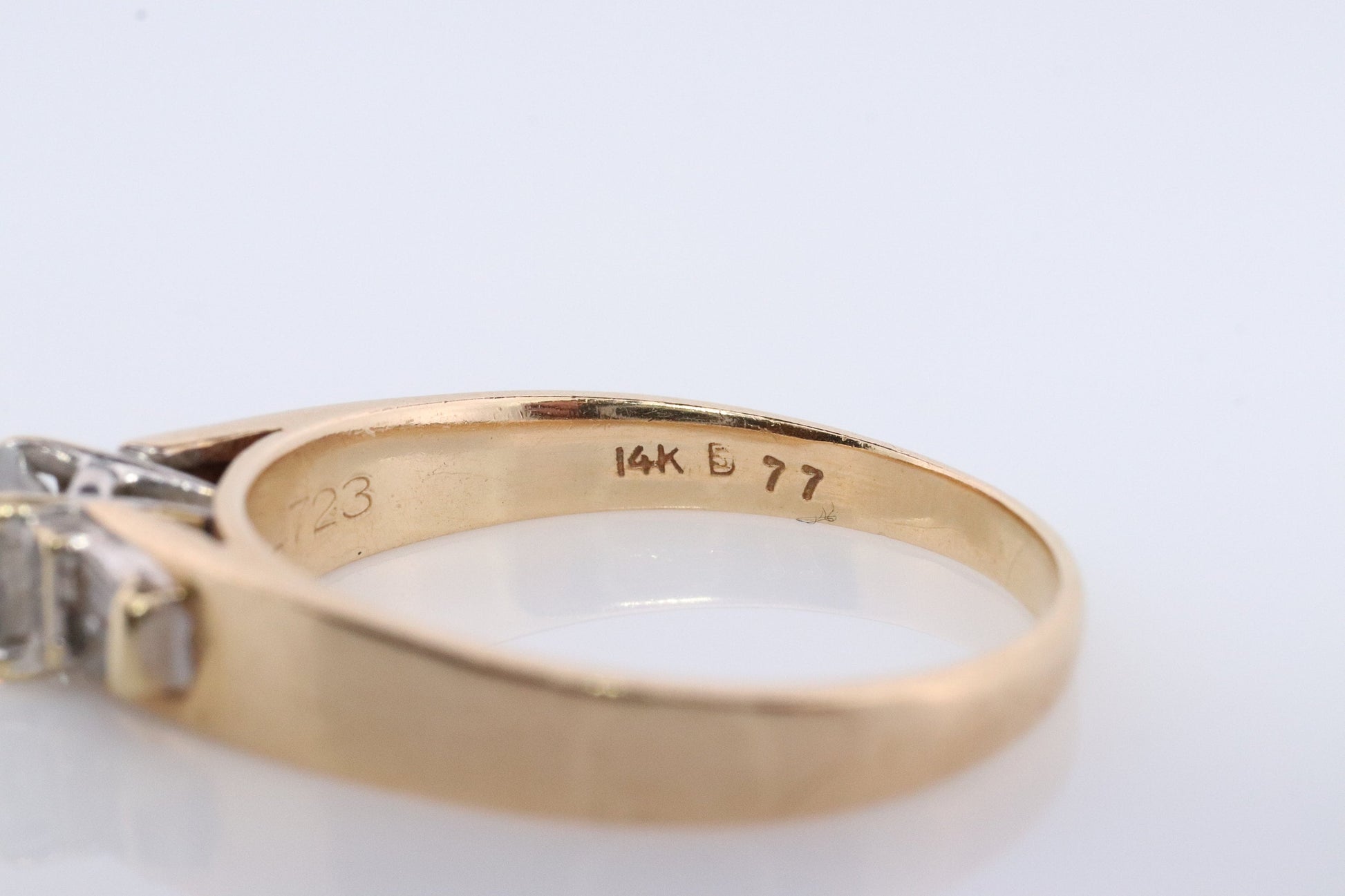 0.60ct Diamond Solitaire 14k ring with baguette accents. 14k Wedding band or Engagement ring.