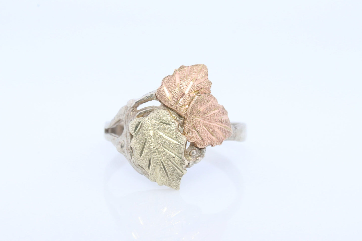 Black Hills Gold ring. 925 Sterling Silver and 12k Black Hills Gold inlay band. Dainty ring.