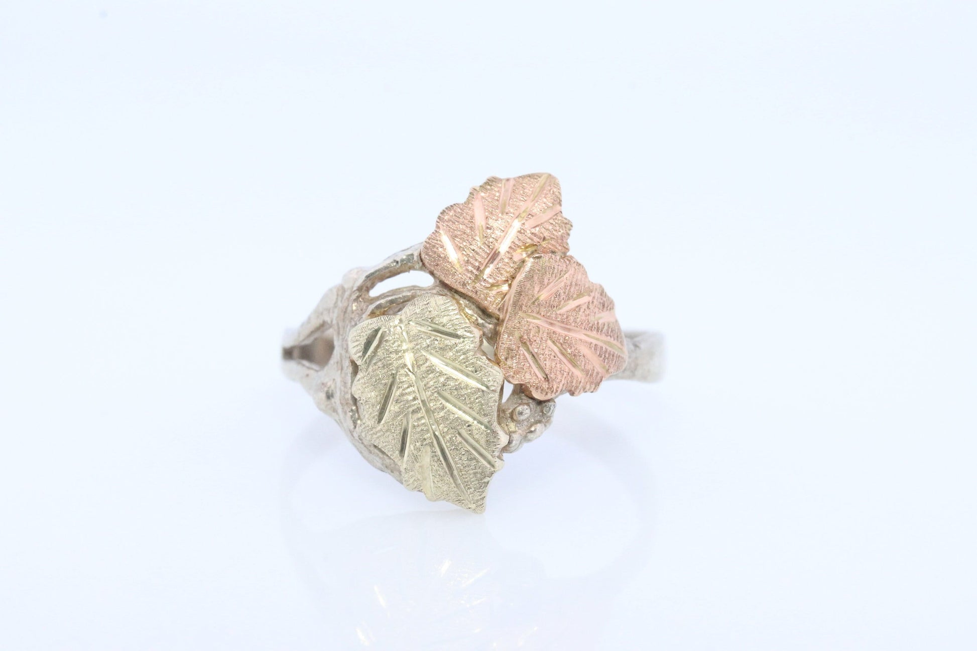 Black Hills Gold ring. 925 Sterling Silver and 12k Black Hills Gold inlay band. Dainty ring.