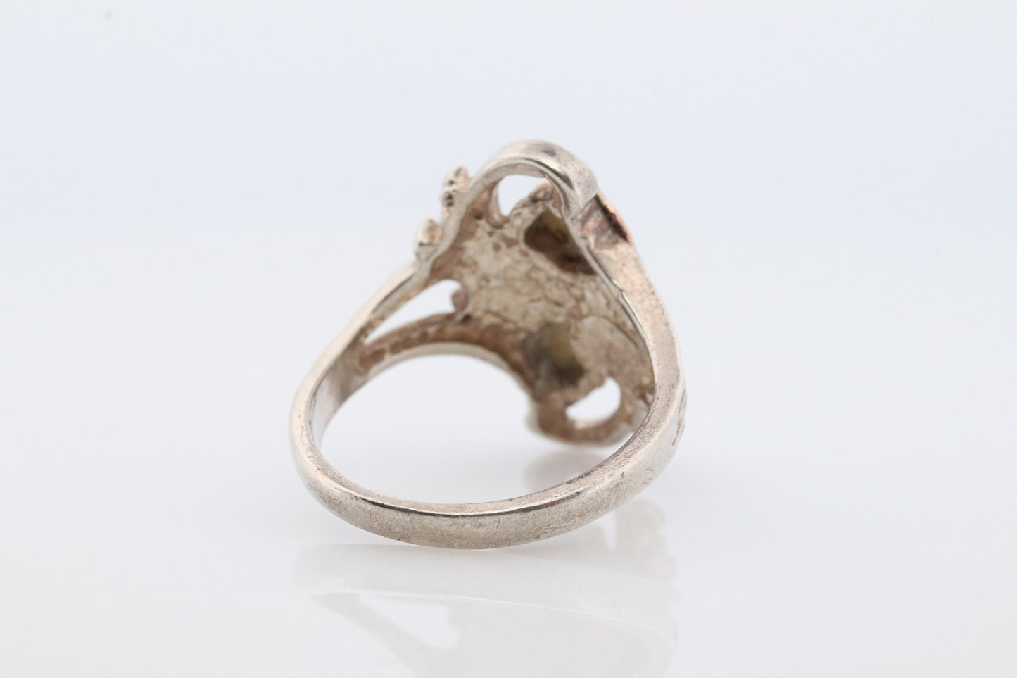 Black Hills Gold Sterling Silver Band. 12k Black Hills Gold Inlays ring. Large Heavy Ring.