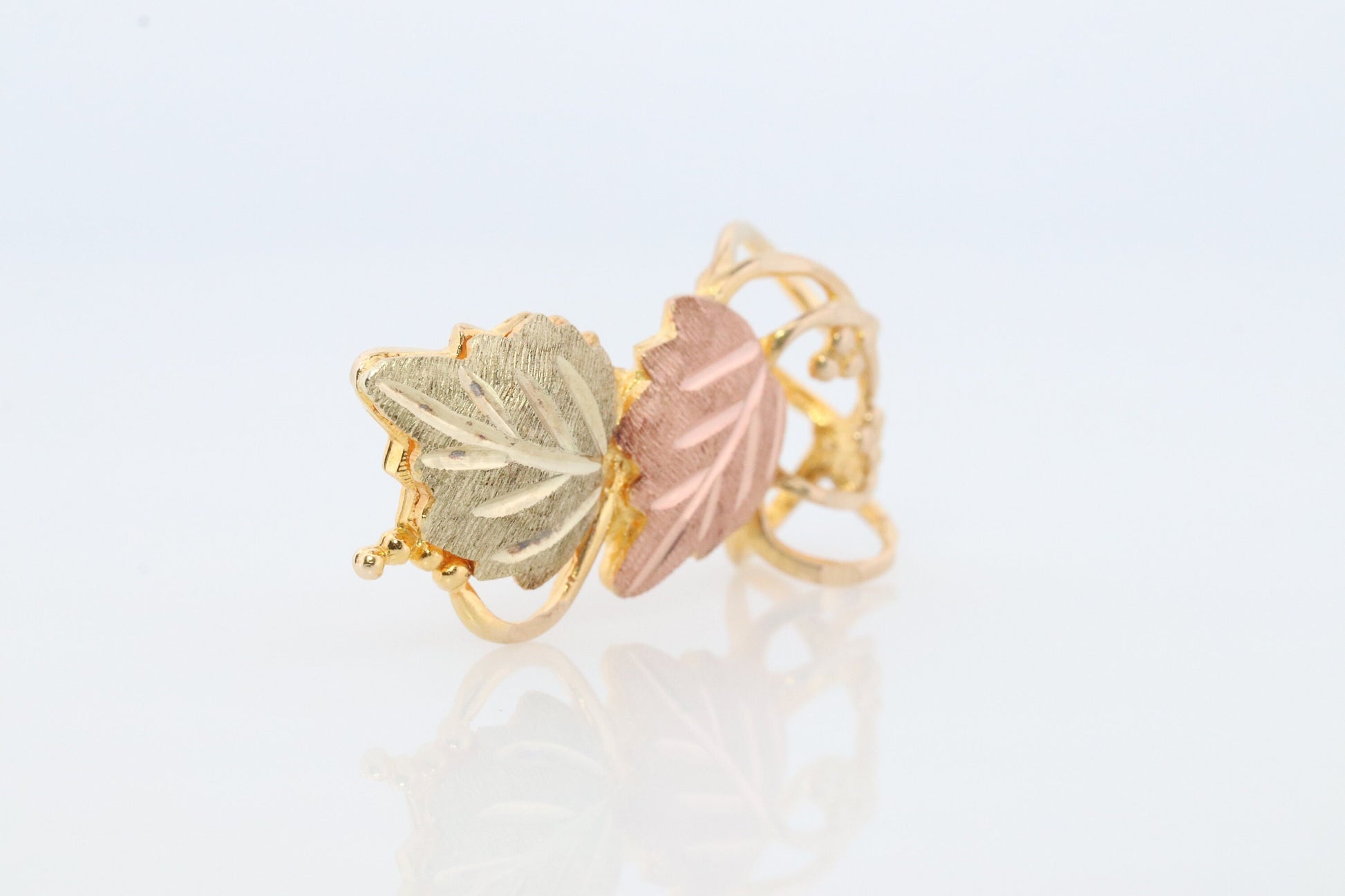 10k 12k Black Hills Gold Slide Pendant. Black Hills Gold Vine Leaves Charm.