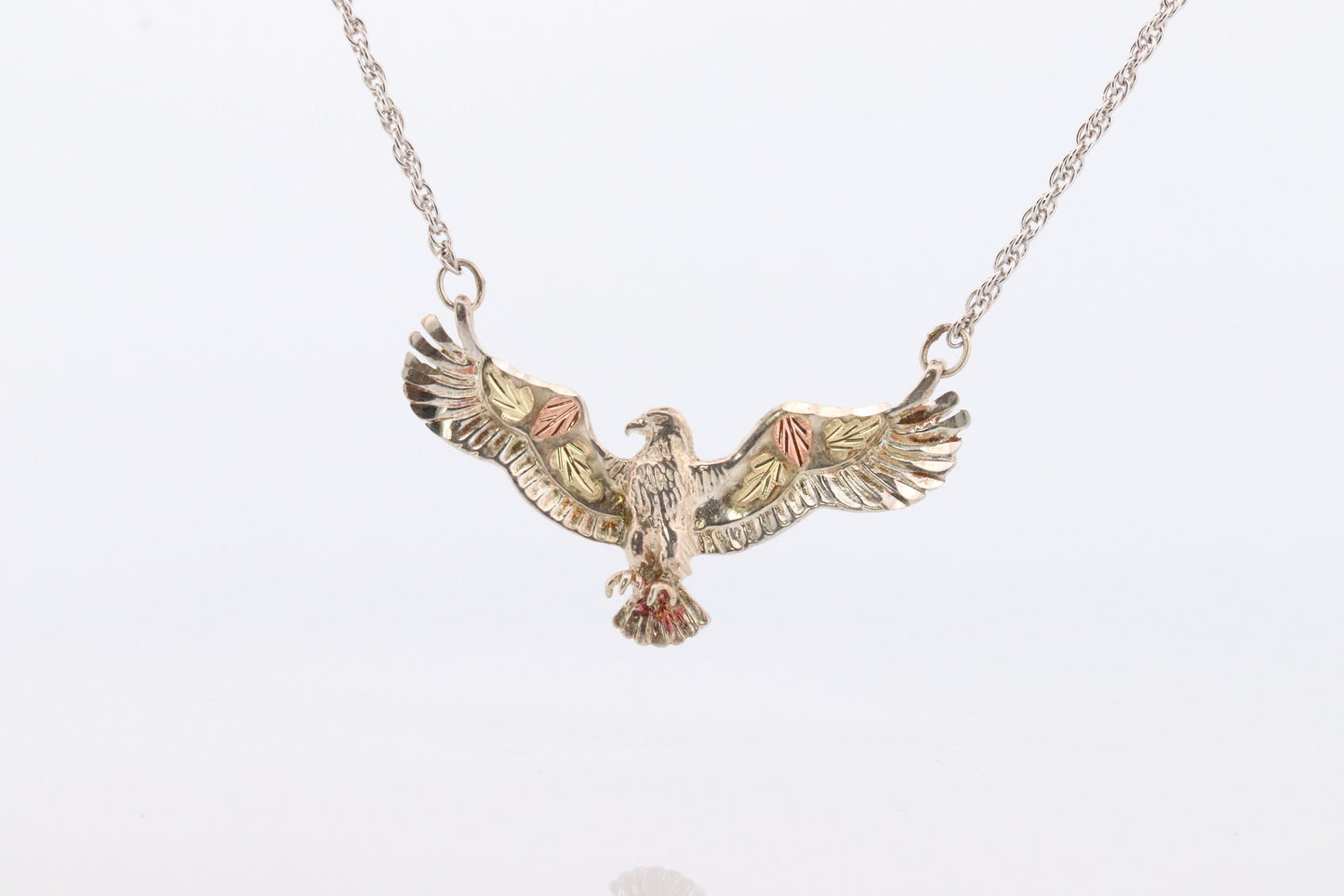 Black Hills Gold EAGLE Necklace. Heavy Vintage Sterling Silver and 12k/10k Pendant and Necklace made by Black Hills Gold.