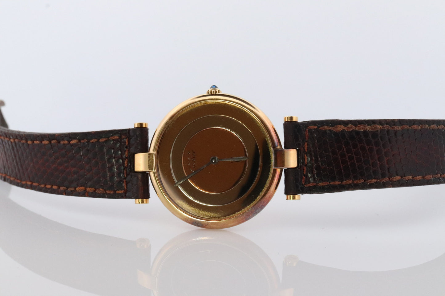 Vintage Must de Cartier Large Vendome Trinity Watch. ARGENT Cartier 925 Vermeil Quartz Ardent ROUND Swiss Made. Triple, Three tone Cartier.