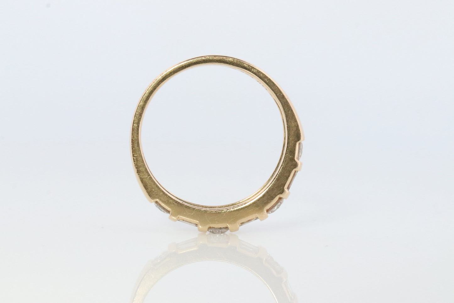 Diamond Band. 14k Yellow Gold with round and Baguette diamonds channel set cluster. 1ctw