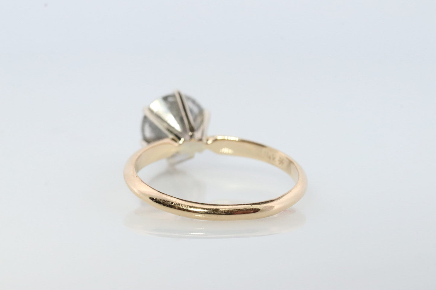 14k Round Genuine Diamond Solitaire Ring . Large 2ct Diamond Engagement Ring. Huge 2carat Natural Diamond Solitaire.
