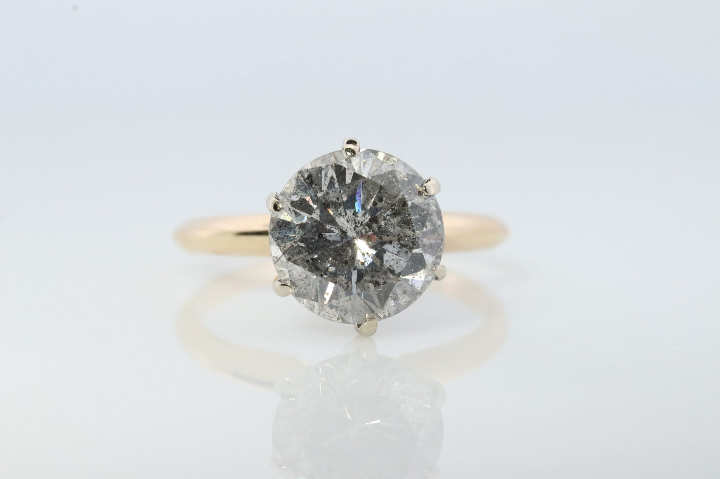 14k Round Genuine Diamond Solitaire Ring . Large 2ct Diamond Engagement Ring. Huge 2carat Natural Diamond Solitaire.