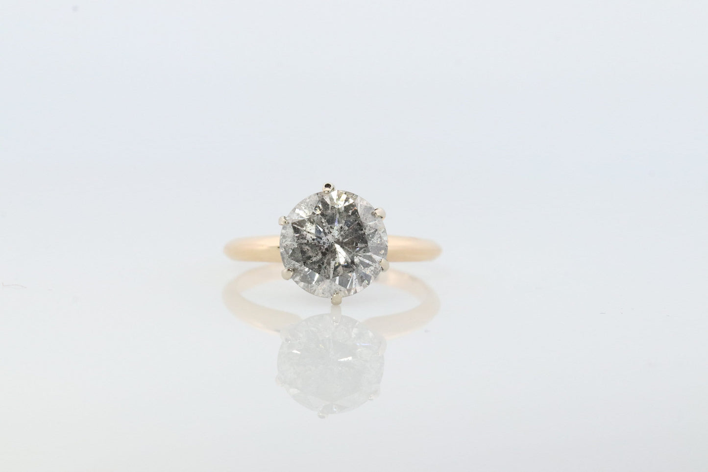14k Round Genuine Diamond Solitaire Ring . Large 2ct Diamond Engagement Ring. Huge 2carat Natural Diamond Solitaire.