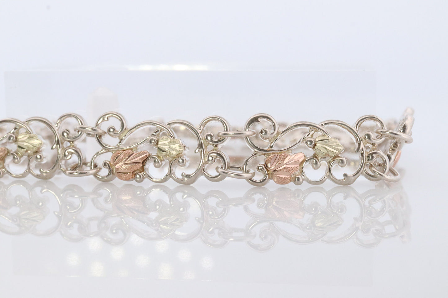 Black Hills Gold Bracelet. STERLING SILVER with 10k Multi-Tone Black Hills Gold Bracelet. Intricate Floral Vine Bracelet.