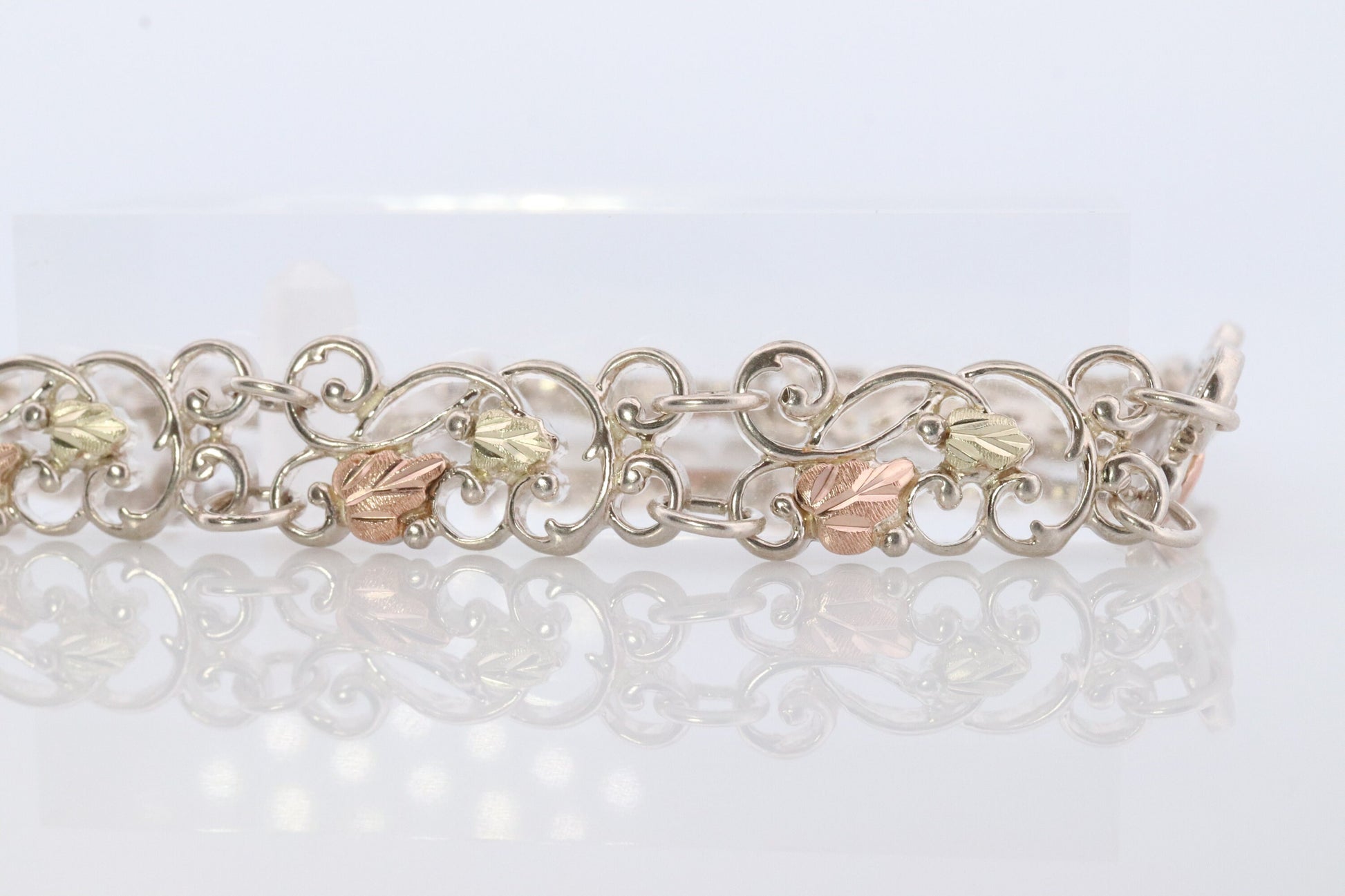Black Hills Gold Bracelet. STERLING SILVER with 10k Multi-Tone Black Hills Gold Bracelet. Intricate Floral Vine Bracelet.