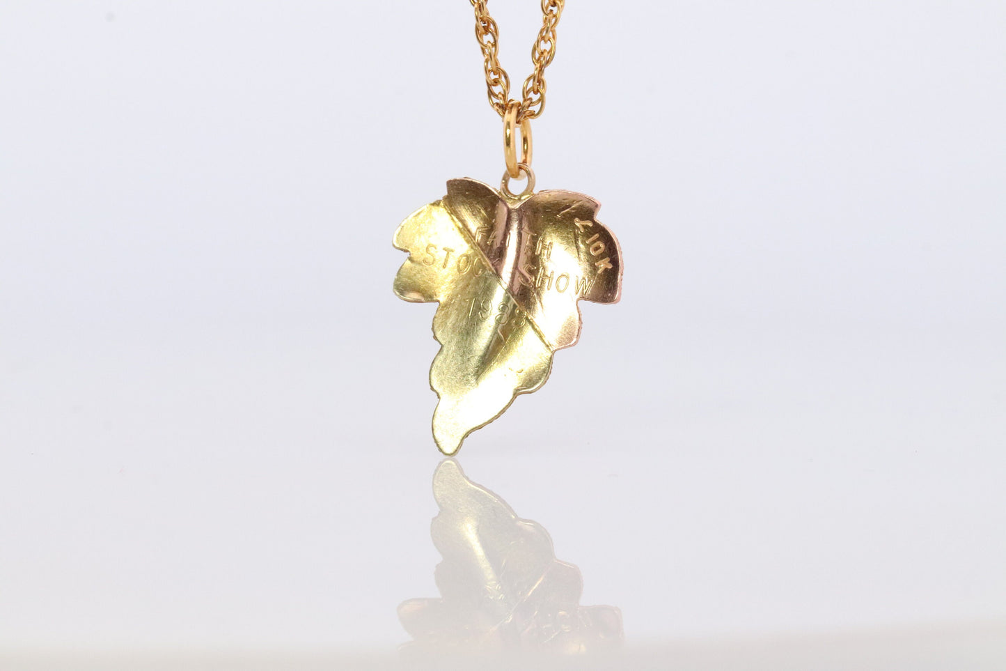 Black Hills Gold Pendant Necklace. 10k 12k Black Hills Gold Grape Leaf Pendant.