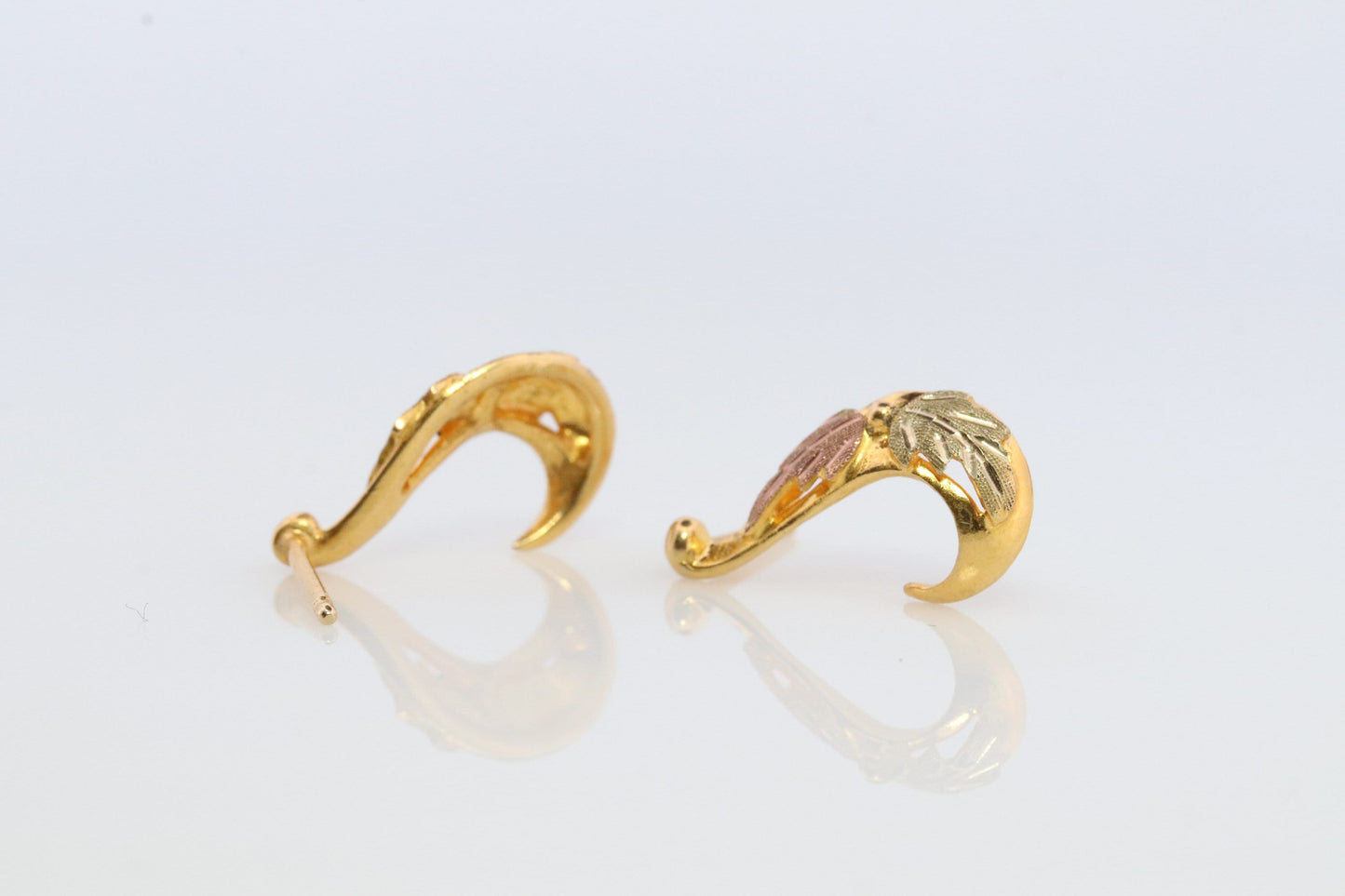 Black Hills Gold Drop Hoop earrings. 10k 12k Black Hills Half J earrings. Dainty earrings.