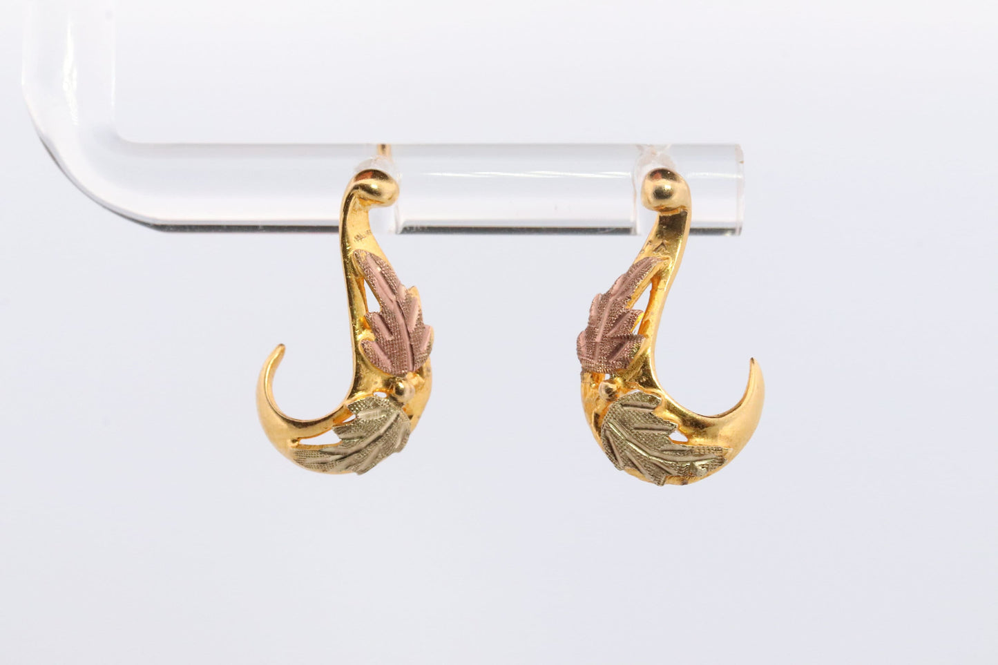 Black Hills Gold Drop Hoop earrings. 10k 12k Black Hills Half J earrings. Dainty earrings.
