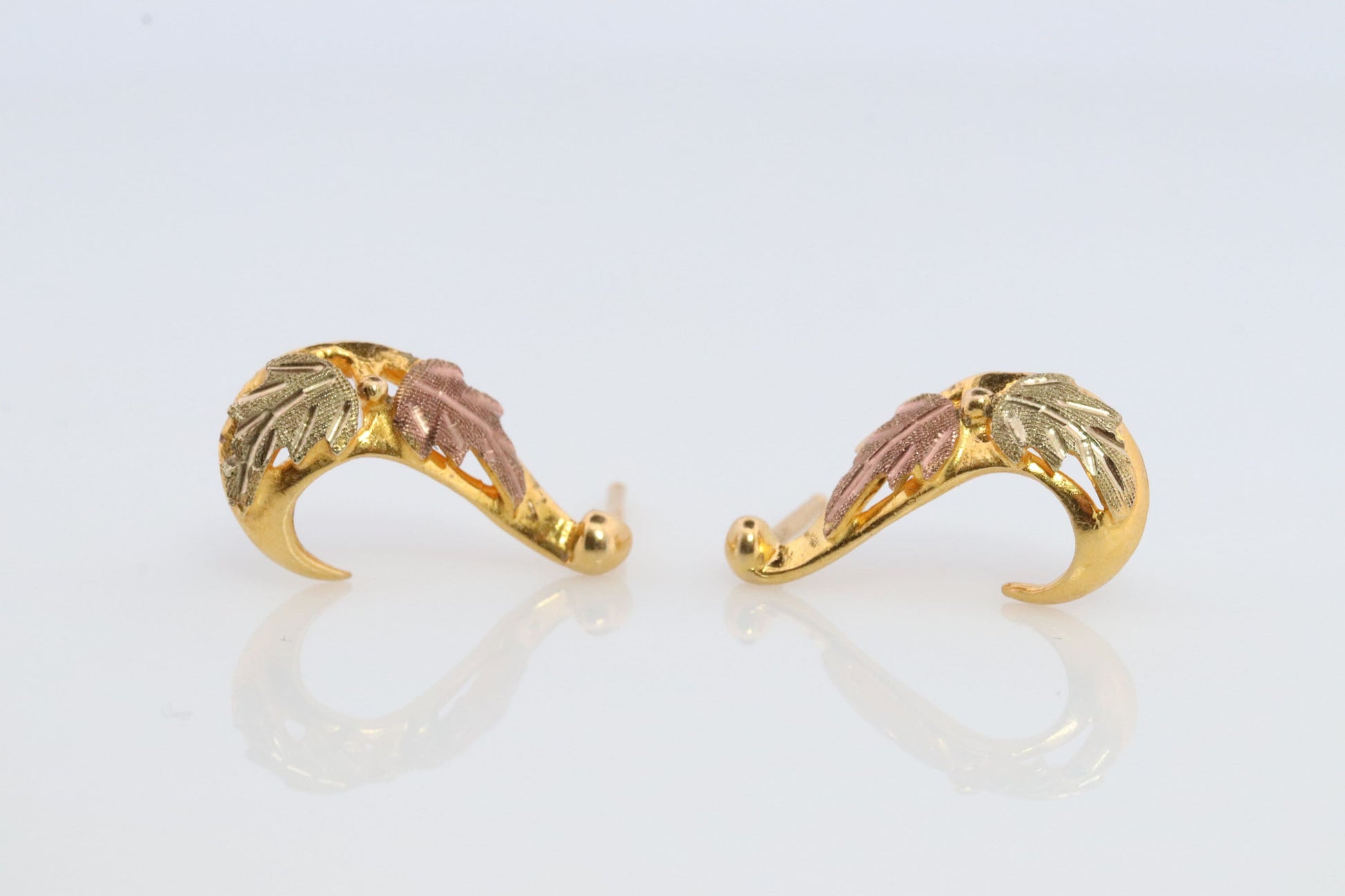Black Hills Gold Drop Hoop earrings. 10k 12k Black Hills Half J earrings. Dainty earrings.