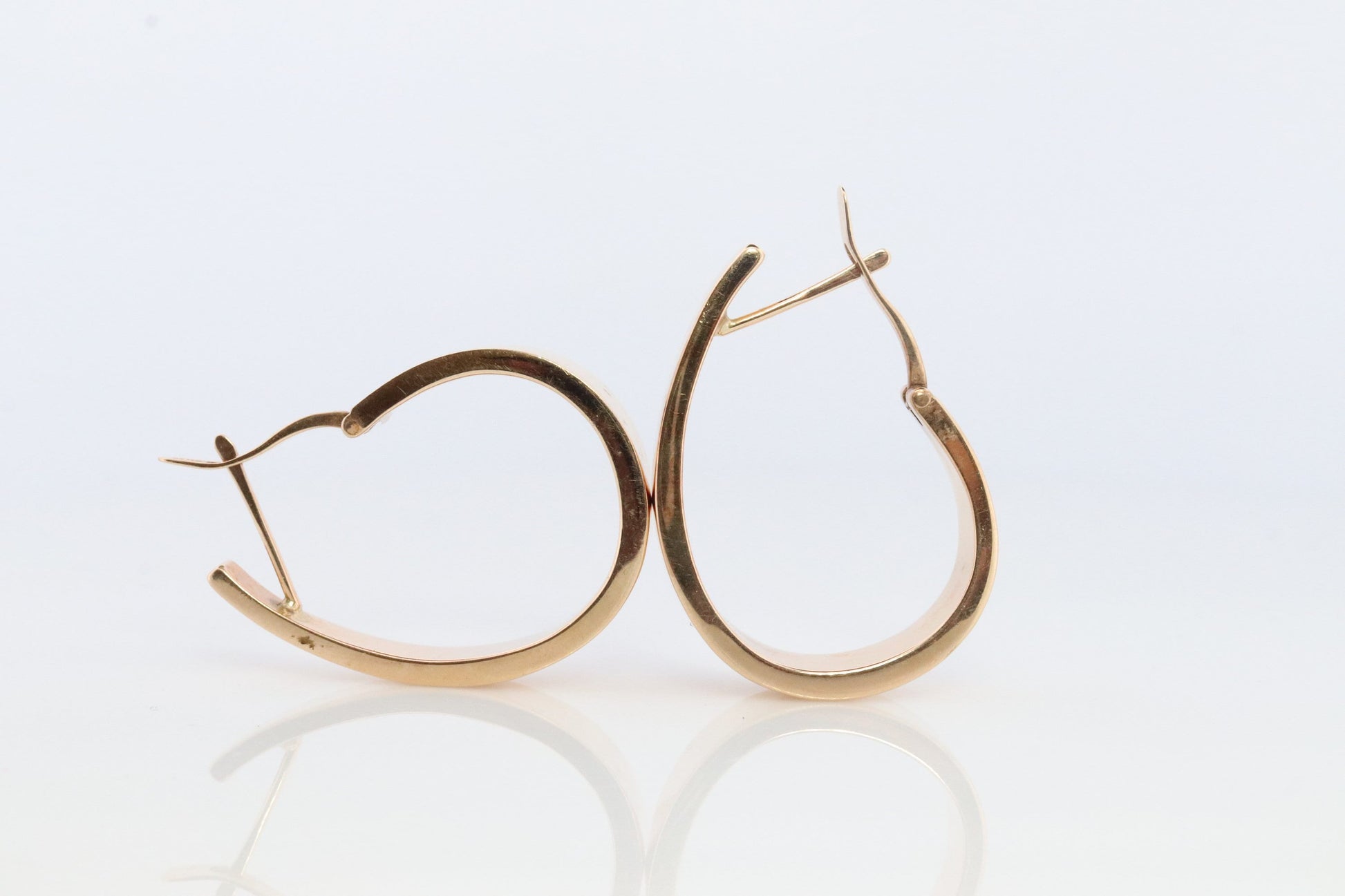 14k Gold J HOOP Earrings. Vintage Andrea Candela Large Heavy Hoop Gloss earrings. Large J Hoops. CJI Earrings