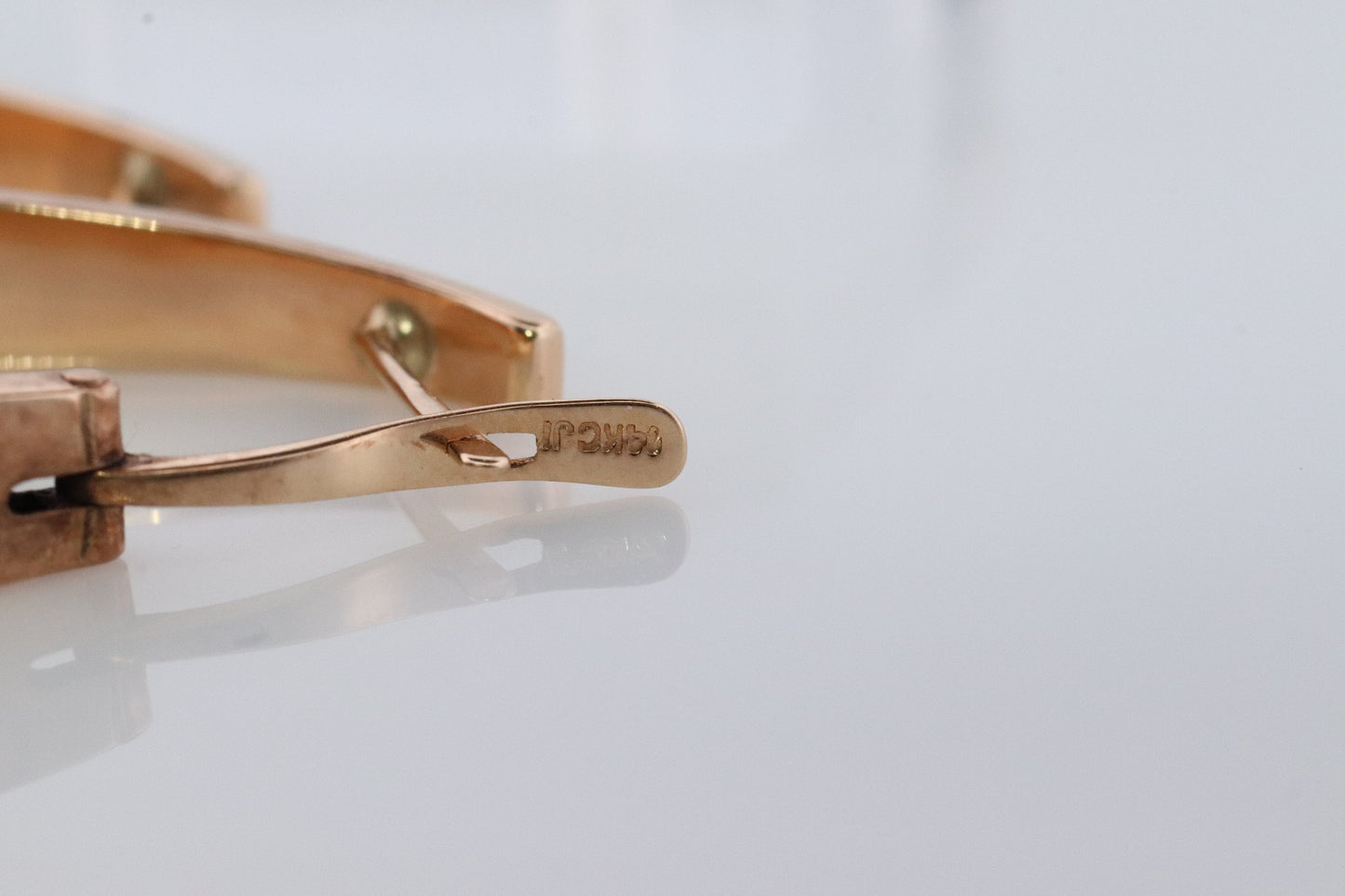 14k Gold J HOOP Earrings. Vintage Andrea Candela Large Heavy Hoop Gloss earrings. Large J Hoops. CJI Earrings