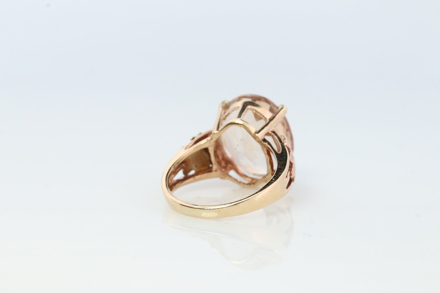 Black Hills Gold Ring. 10k 12k Natural Morganite Multi-Tone Black Hills Gold Statement Ring. Large Morganite Solitaire.