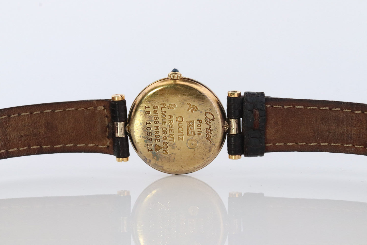 Vintage Must de Cartier Vendome Trinity Watch. ARGENT Cartier 925 Vermeil Quartz Ardent ROUND Swiss Made. Triple, Three tone Cartier.