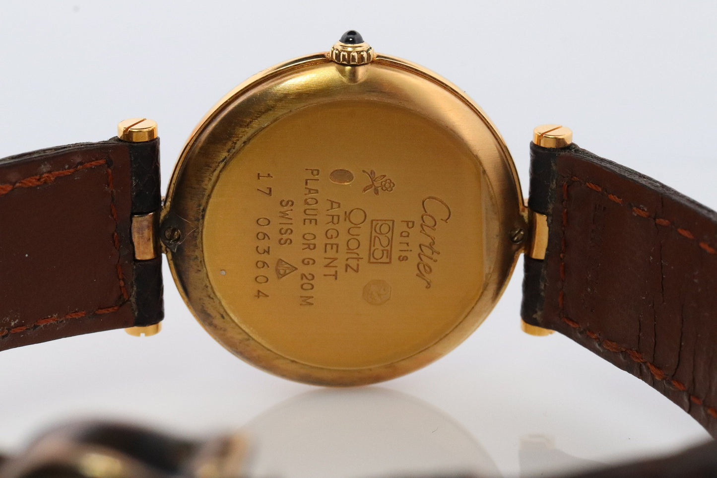 Vintage Must de Cartier Large Vendome Trinity Watch. ARGENT Cartier 925 Vermeil Quartz Ardent ROUND Swiss Made. Triple, Three tone Cartier.