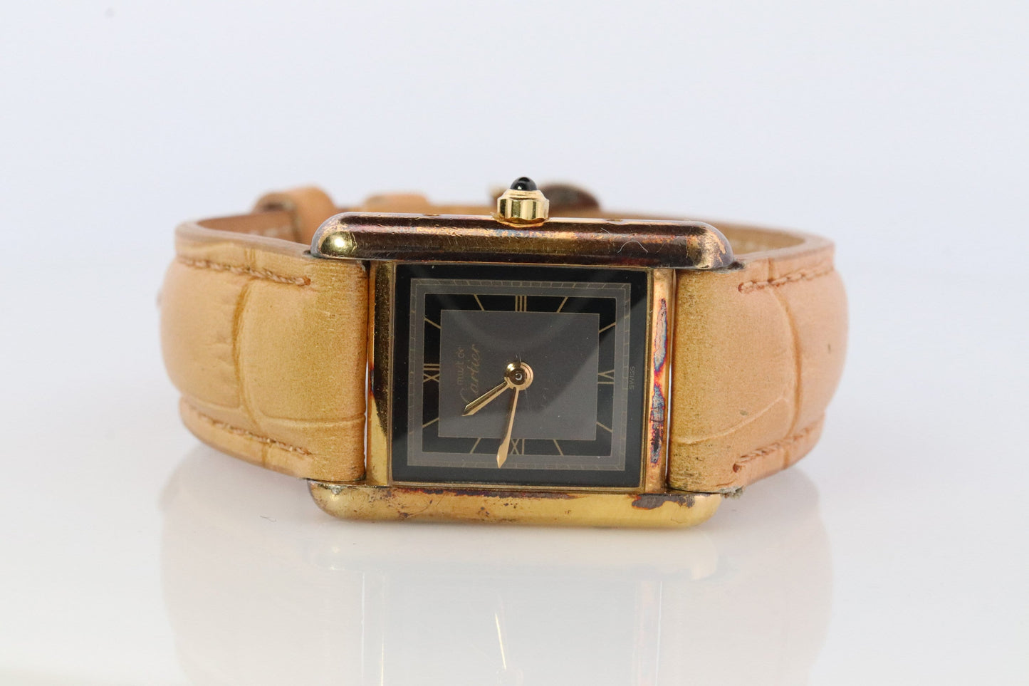 Vintage Must de Cartier Tank Watch. ARGENT Cartier 925 Vermeil Quartz Ardent Swiss Made.
