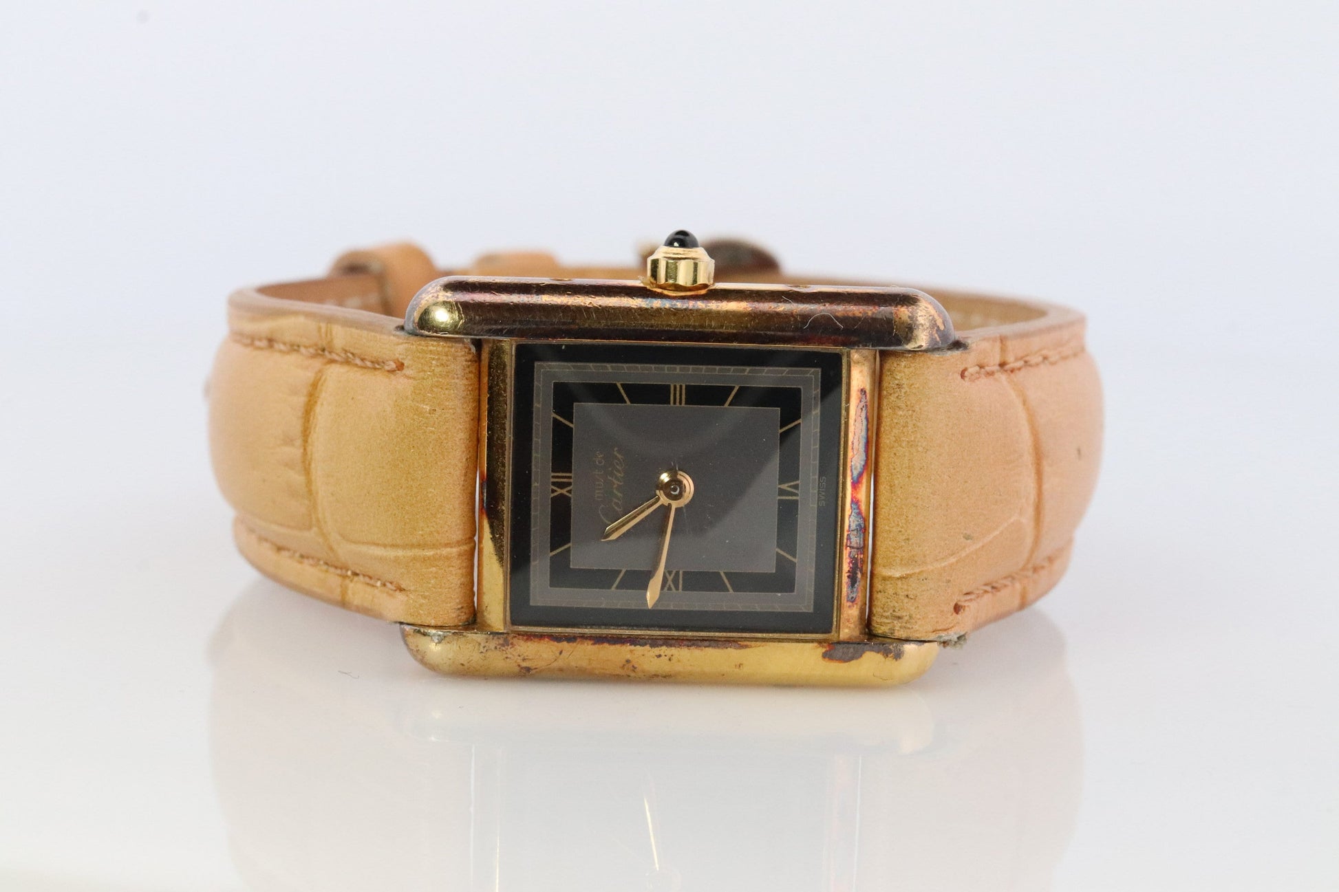 Vintage Must de Cartier Tank Watch. ARGENT Cartier 925 Vermeil Quartz Ardent Swiss Made.