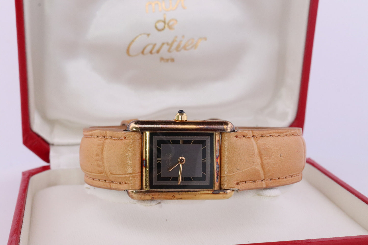 Vintage Must de Cartier Tank Watch. ARGENT Cartier 925 Vermeil Quartz Ardent Swiss Made.