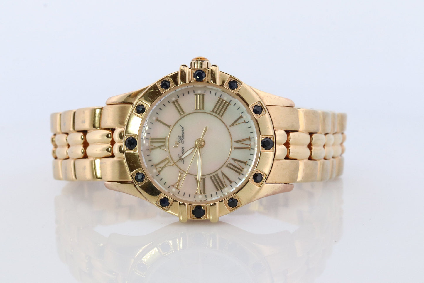 Lucien Piccard watch Ladies. Stainless Steel Gold Tone with Sapphires and MOP Face. Women's Lucien Piccard watch.